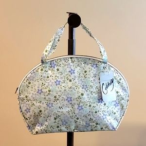 Vintage 60s Mod NWT Celebrity brand purple and blue floral cosmetic zippered bag